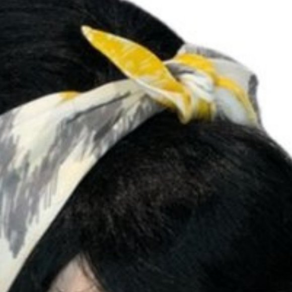 Zig Zag Gray and Yellow Stripe Bandana Tie Headband - Picture 10 of 13